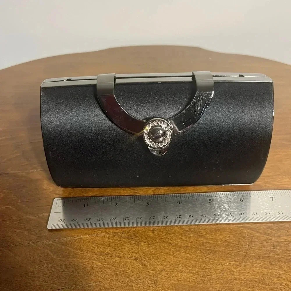 🌜 Sasha Black Satin and Rhinestone Evening Bag‎ - Picture 10 of 13